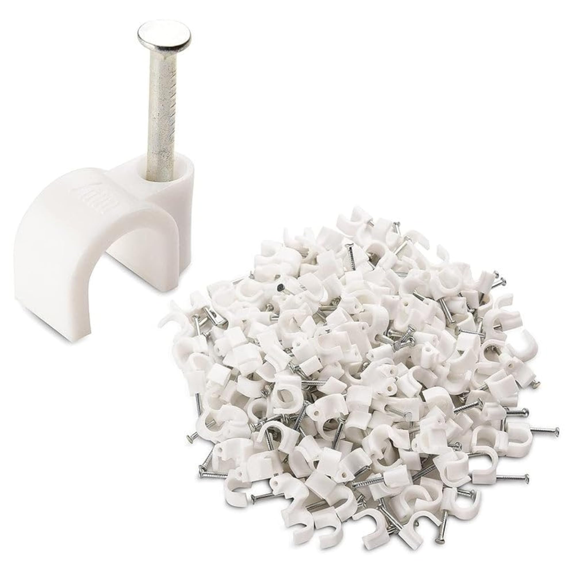 100 Pcs 6mm Cable Clips with Nails for Wall Mounting